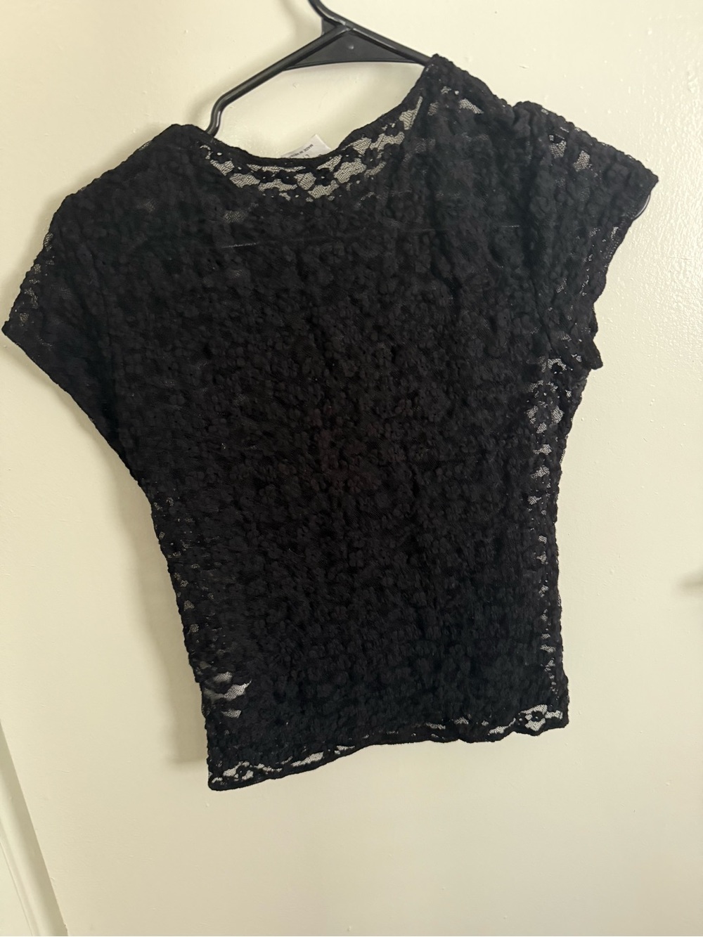 Cotton-On size L Black Lace Short Sleeve Women's Top